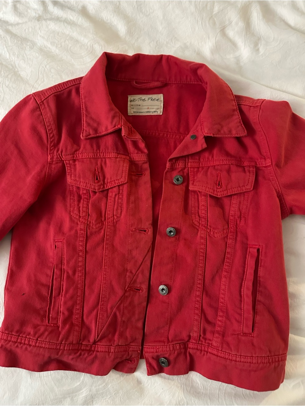 We The Free Red' Denim Jacket